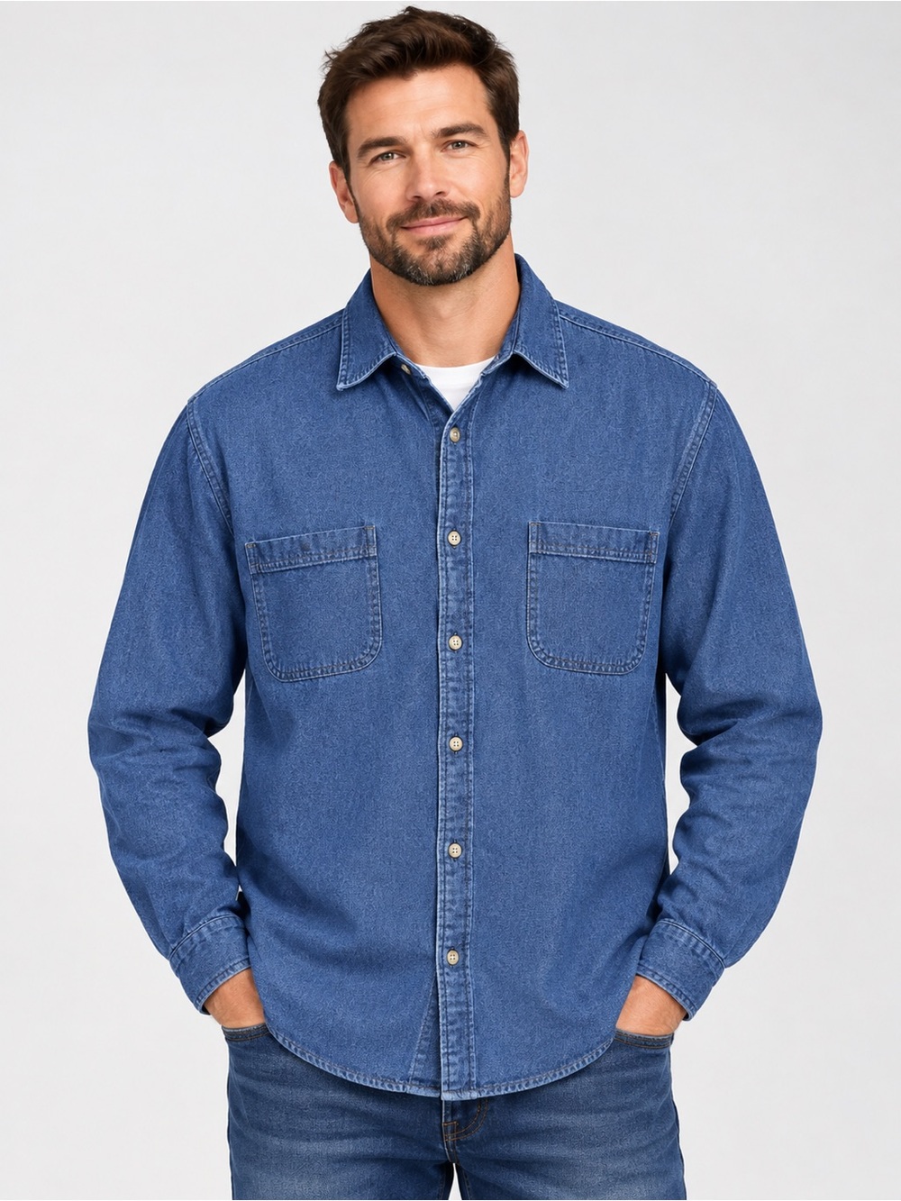 Wrangler Men’s Jacket Size Large Denim Button-Down Lined !